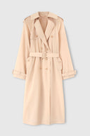 Trench doppiopetto in georgette accoppiata con chiffon