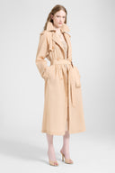 Trench doppiopetto in georgette accoppiata con chiffon