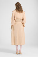Trench doppiopetto in georgette accoppiata con chiffon
