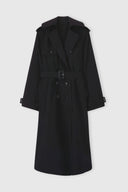 Trench doppiopetto in georgette accoppiata con chiffon di seta nero