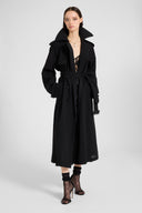 Trench doppiopetto in georgette accoppiata con chiffon di seta nero