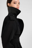 Trench doppiopetto in georgette accoppiata con chiffon di seta nero