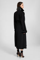 Trench doppiopetto in georgette accoppiata con chiffon di seta nero