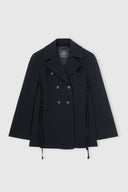 Double-breasted cadì viscose jacket with guepierre details