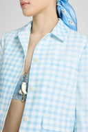 Short marocain jacket in vichy print with collar