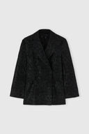 Double-breasted jacket in lace bonded with chiffon with hand-applied crystals