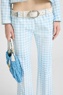 Trumpet trousers in vichy print marocain