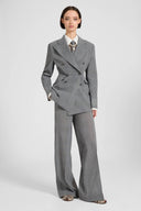 Pantalone palazzo in georgette tecnica con stampa principe di galles