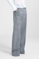 Pantalone palazzo in georgette tecnica con stampa principe di galles