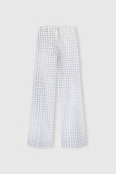 Pantalone palazzo in chiffon di seta con stampa pois