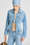 Bustier denim jacket in Vichy