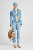 Bustier denim jacket in Vichy