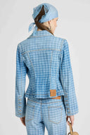 Bustier denim jacket in Vichy