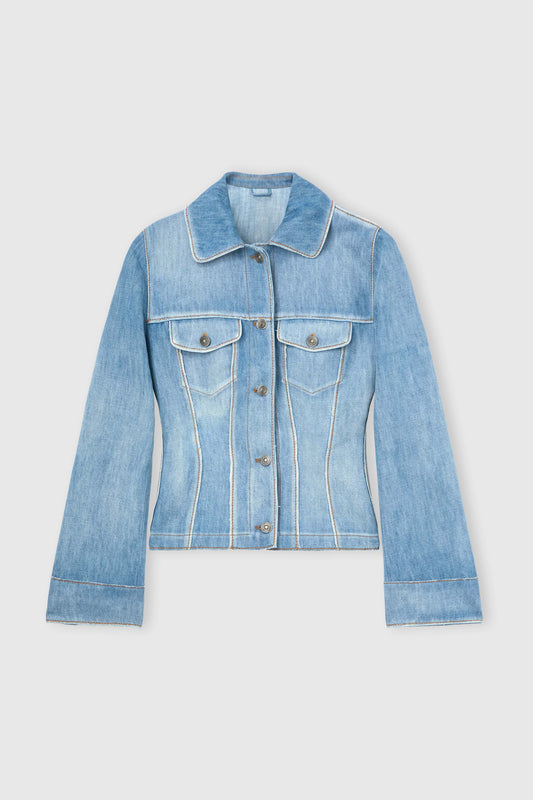Fitted Chambray Cotton-Linen Jacket
