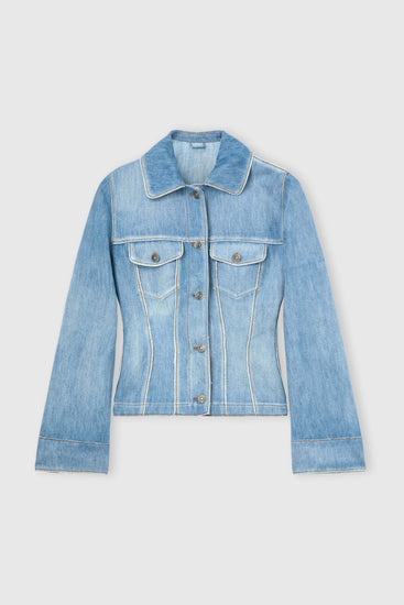 Fitted Chambray Cotton-Linen Jacket