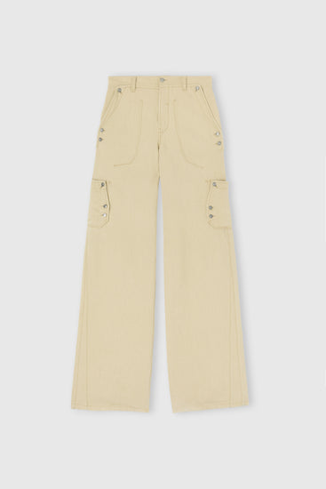 Cargo trousers in cotton-linen blend denim