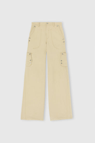 Cargo trousers in cotton-linen blend denim