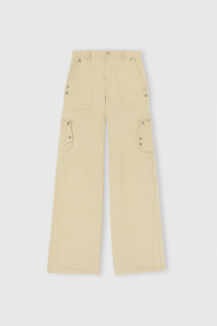 Cargo trousers in cotton-linen blend denim