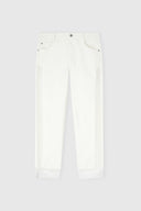 Cigarette-fit denim trousers with Valencienne lace inserts