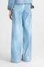 Blue printed jeans-effect marocain palazzo trousers