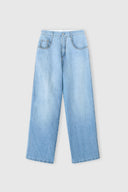 Pantalone baggy in chambray lino-cotone