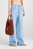 Baggy trousers in chambray linen-cotton