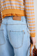 Baggy trousers in chambray linen-cotton