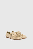 Suede College loafer with fringes and daisy buckle