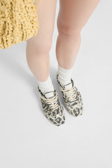 Sneakers Winner in camoscio stampa maculato naturale