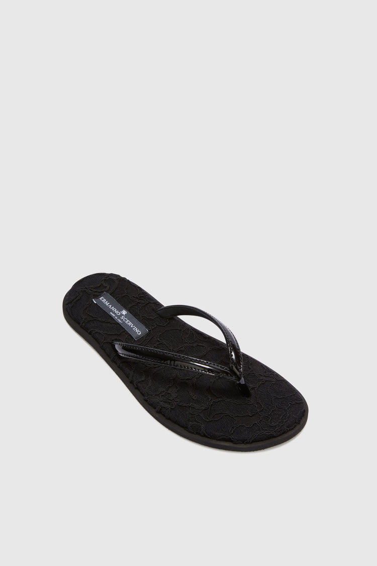 Tongs en dentelle noire