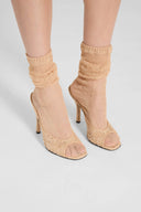 Floral rebrodé lace mule with 11 cm heel