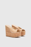 Nude smooth nappa wedge open toe sandal