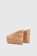 Nude smooth nappa wedge open toe sandal