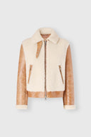 Giacca aviator corta in montone cerato con zip