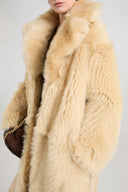 Single-breasted midi coat in long-hair Toscana shearling