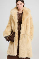 Single-breasted midi coat in long-hair Toscana shearling