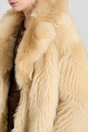 Single-breasted midi coat in long-hair Toscana shearling