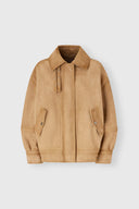 Suede bomber aviator jacket with heritage detailing