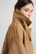 Suede bomber aviator jacket with heritage detailing