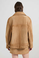Suede bomber aviator jacket with heritage detailing