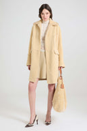 Single-breasted midi shearling coat with brogue detailing