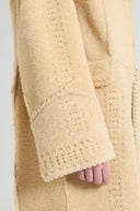 Single-breasted midi shearling coat with brogue detailing