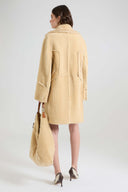 Single-breasted midi shearling coat with brogue detailing