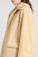 Single-breasted midi shearling coat with brogue detailing