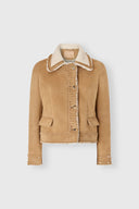 Short shearling jacket with brogue detailing