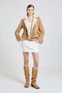 Short shearling jacket with brogue detailing