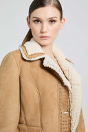 Short shearling jacket with brogue detailing