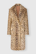 Double-breasted Kid goatskin coat with leopard print