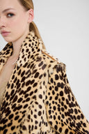 Double-breasted Kid goatskin coat with leopard print