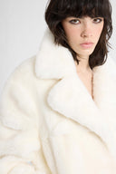 Double-breasted shearling-effect coat